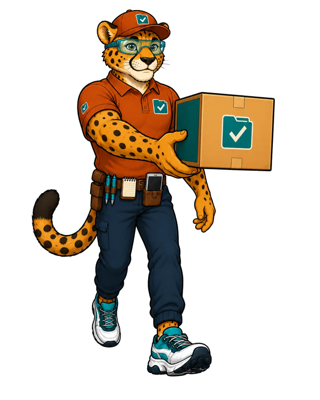 Charlie handing over a checked case package